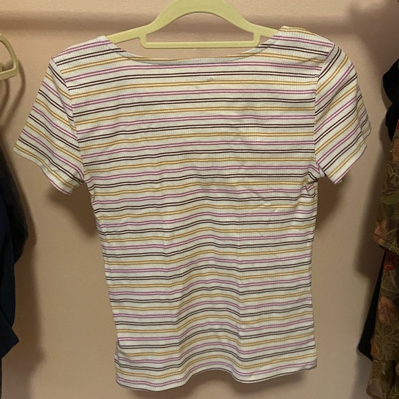 Striped Lace-up Crop Top - Picture 2 of 3